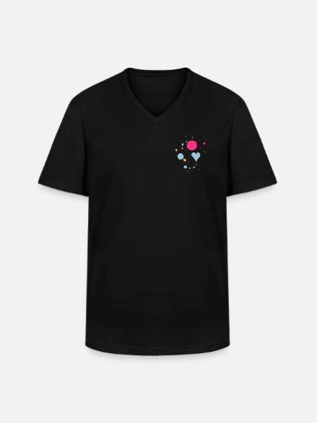 Farbkleckse,Tropfen und Herz - Männer-T-Shirt mit V-Ausschnitt - Schwarz