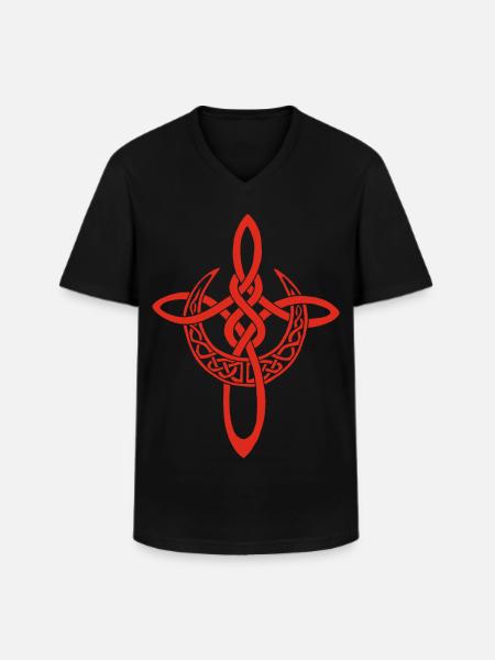 Red Lunar Cross - Men's V-Neck T-Shirt - black