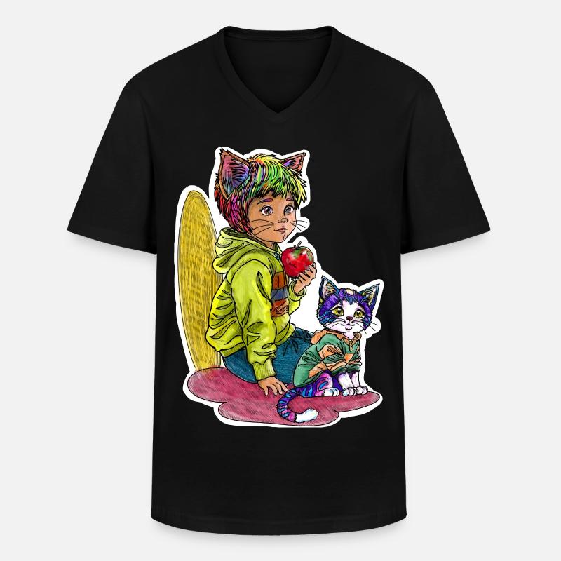 Beste Freunde - Männer-T-Shirt mit V-Ausschnitt - Schwarz