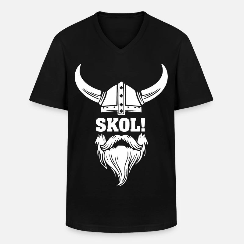 Wikinger-Skol Hornhelm-Bart-Maskottchen - Männer-T-Shirt mit V-Ausschnitt - Schwarz
