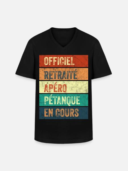 Retraite Apéro Pétanque - T-shirt col V Homme - noir