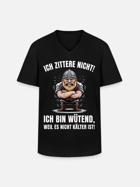Wikinger brüllt: Kälte ignorieren - Männer-T-Shirt mit V-Ausschnitt - Schwarz