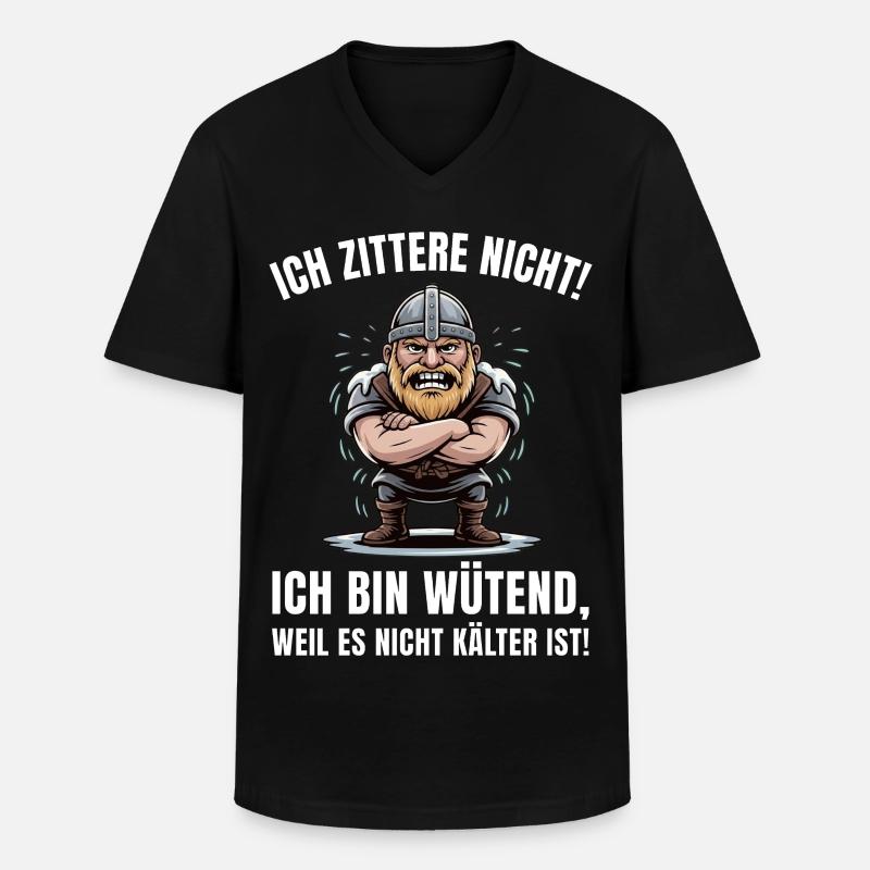 Wikinger brüllt: Kälte ignorieren - Männer-T-Shirt mit V-Ausschnitt - Schwarz