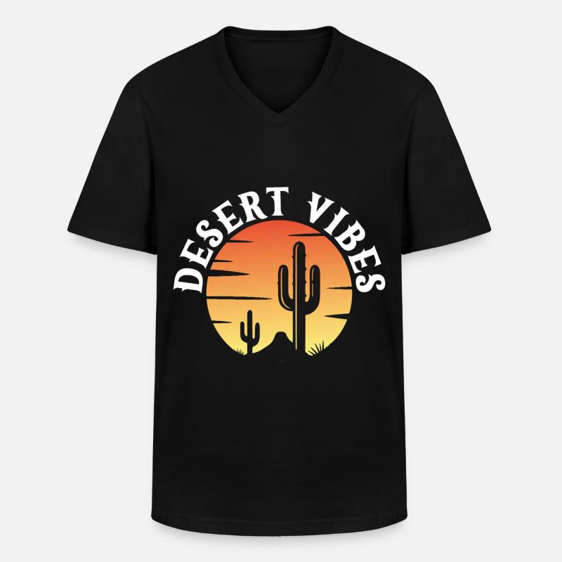 Wüsten-Vibes - Männer-T-Shirt mit V-Ausschnitt - Schwarz