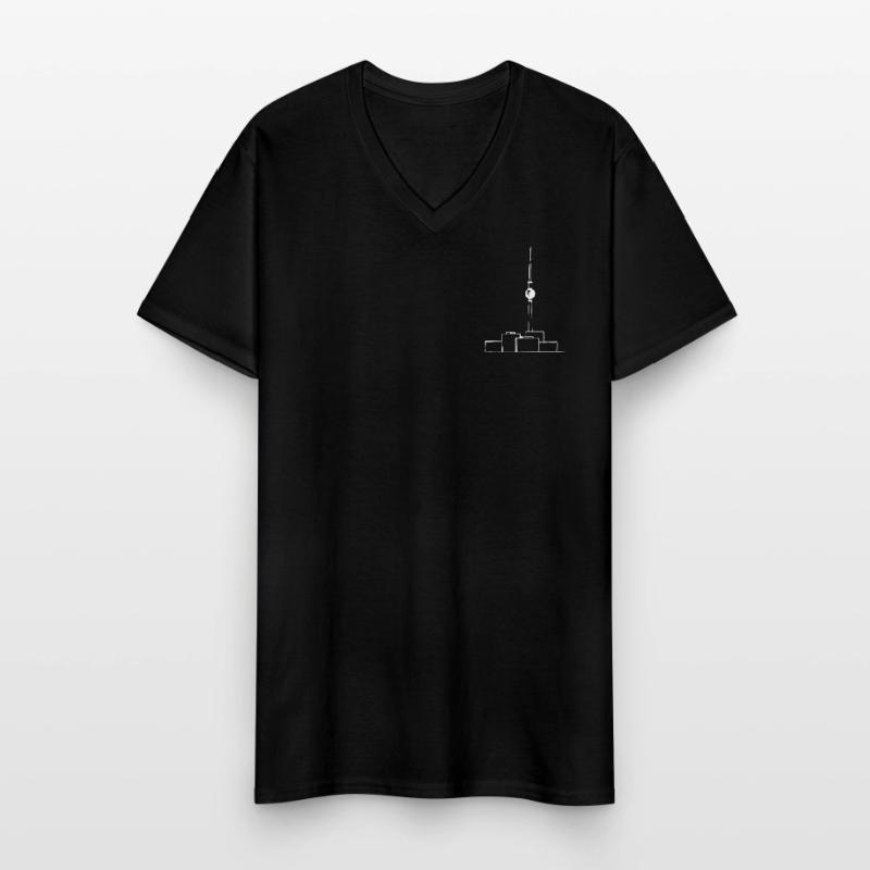 Fernsehturm Minimal w Männer-T-Shirt mit V-Ausschnitt