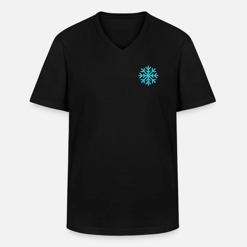 Geometrische blaue Schneeflocke - Männer-T-Shirt mit V-Ausschnitt - Schwarz