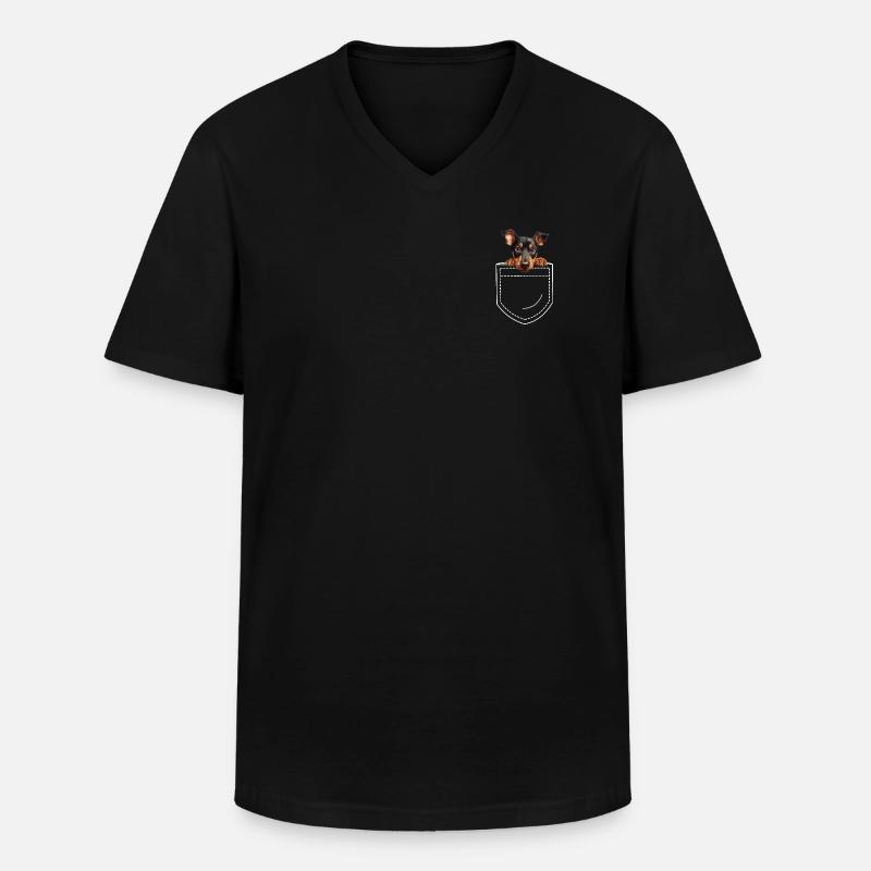 Hund Dobermann - Männer-T-Shirt mit V-Ausschnitt - Schwarz