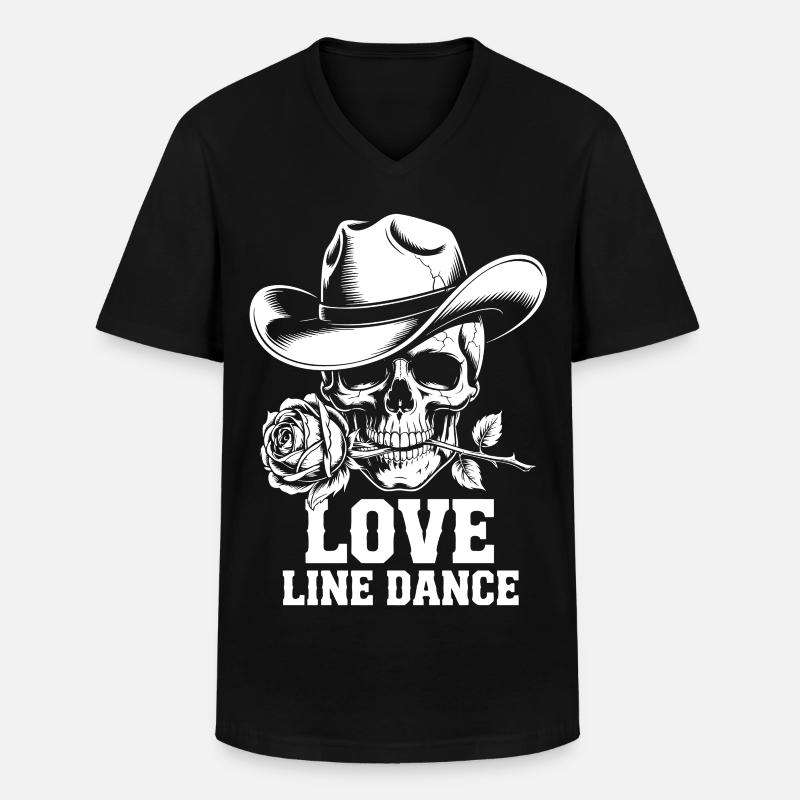 Line Dance Schädel Rose - Männer-T-Shirt mit V-Ausschnitt - Schwarz