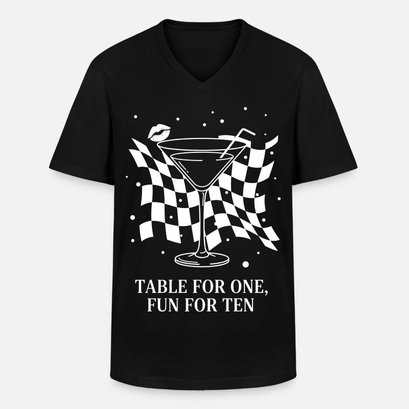Table For One Martini Party - T-shirt col V Homme - noir