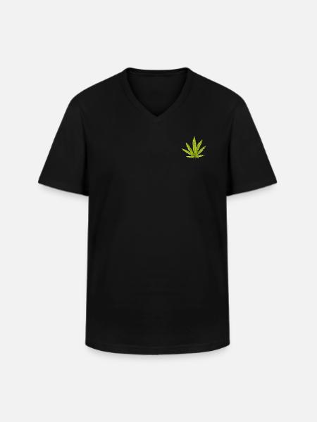 Hanfblatt - Männer-T-Shirt mit V-Ausschnitt - Schwarz
