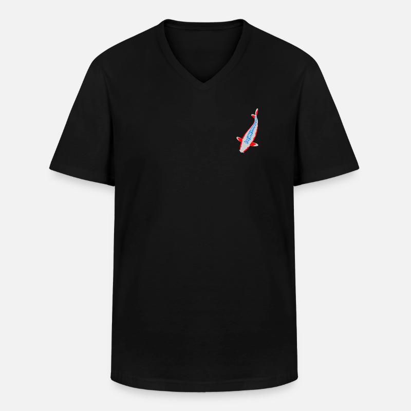 Koi - Nishikigoi - Männer-T-Shirt mit V-Ausschnitt - Schwarz