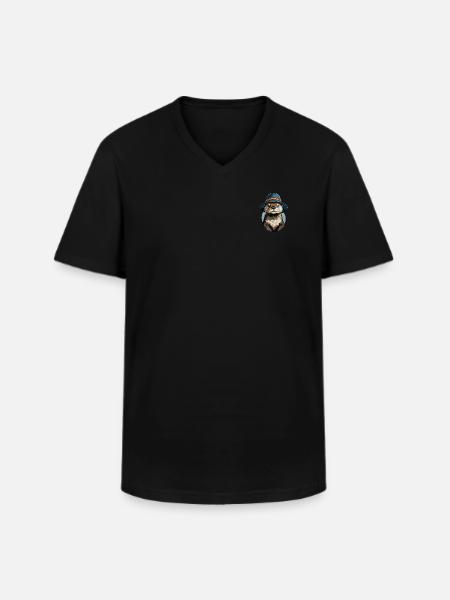 Otter mit Fischerhut - Männer-T-Shirt mit V-Ausschnitt - Schwarz