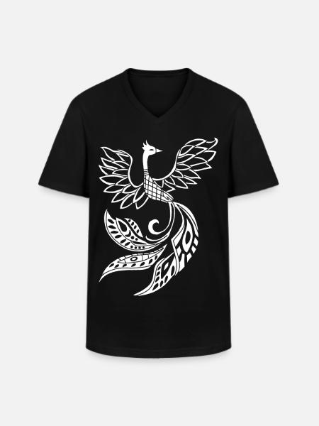 White phoenix bird - Men's V-Neck T-Shirt - black
