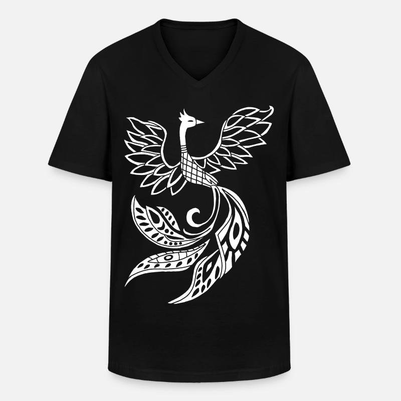 Weißer Phönixvogel - Männer-T-Shirt mit V-Ausschnitt - Schwarz