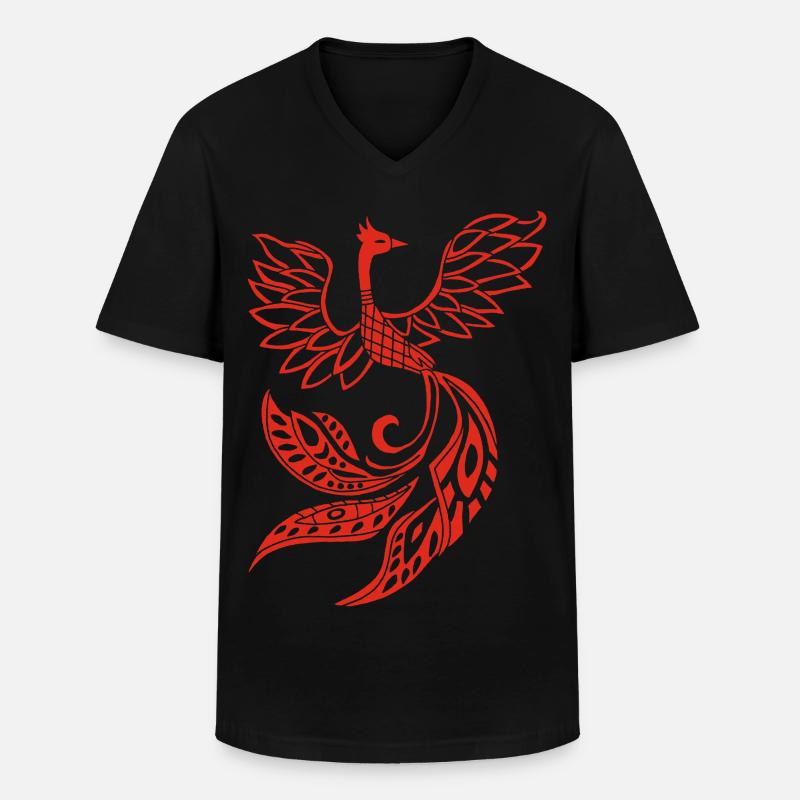 Roter Phönixvogel - Männer-T-Shirt mit V-Ausschnitt - Schwarz