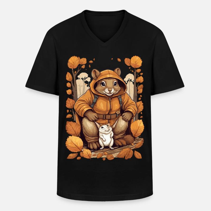 Süßes Eichhörnchen mit Maus - Männer-T-Shirt mit V-Ausschnitt - Schwarz