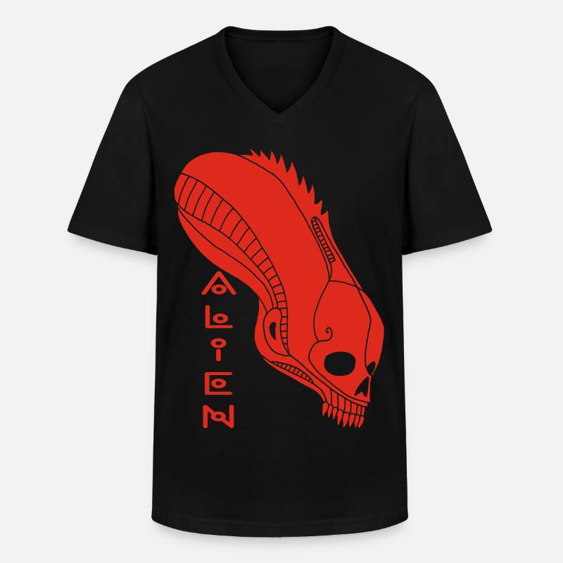 Roter Alien-Schädel - Männer-T-Shirt mit V-Ausschnitt - Schwarz