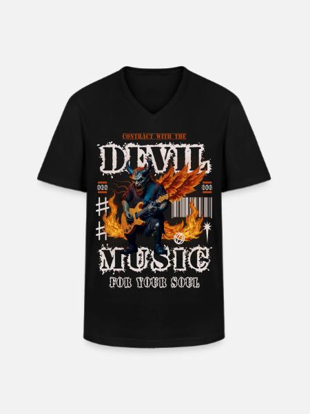 Devil Rock Music - Men's V-Neck T-Shirt - black