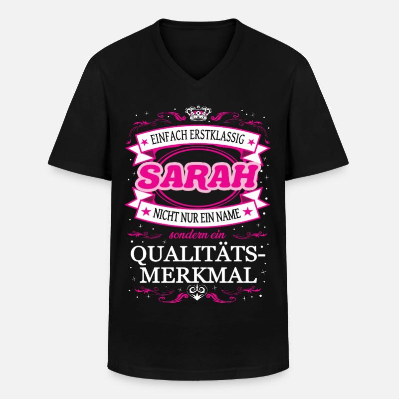 Qualitätsmerkmal Sarah einfach Erstklassig - Männer-T-Shirt mit V-Ausschnitt - Schwarz