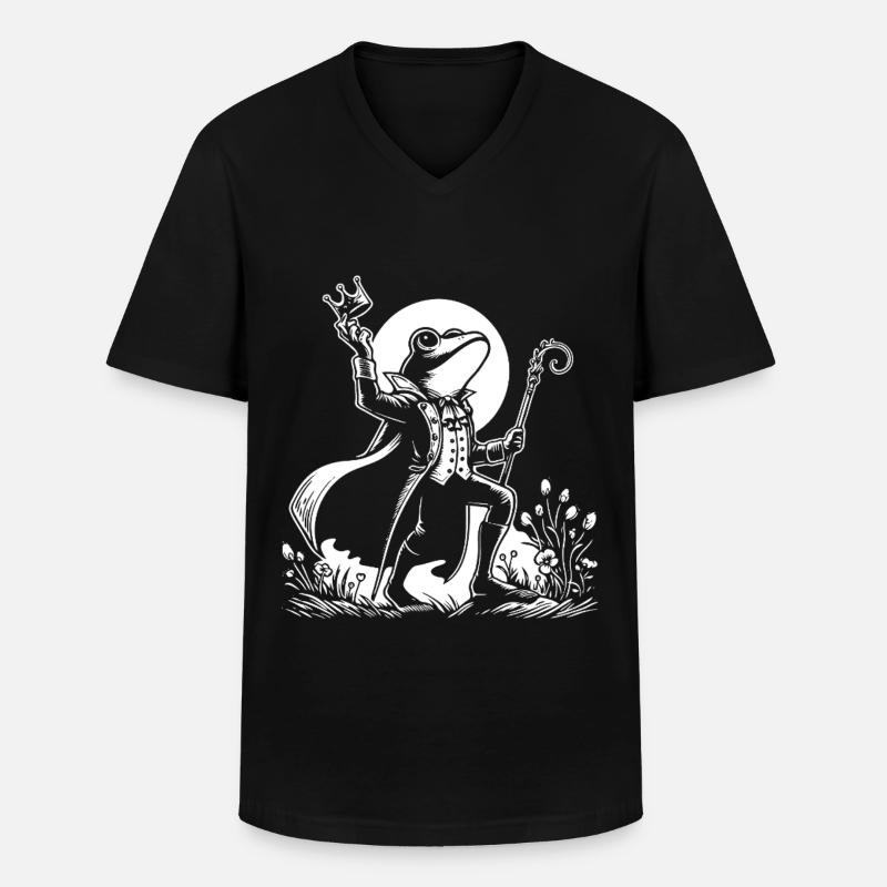 Froschkönig – Märchenhaftes Design - Männer-T-Shirt mit V-Ausschnitt - Schwarz