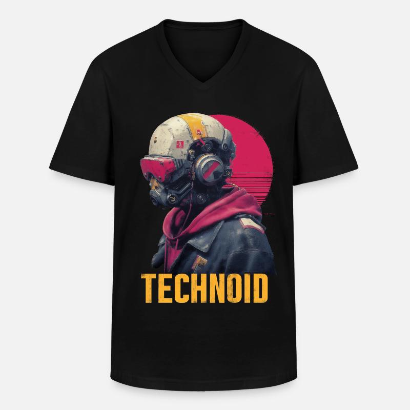 Technoid Neon Helm - Männer-T-Shirt mit V-Ausschnitt - Schwarz