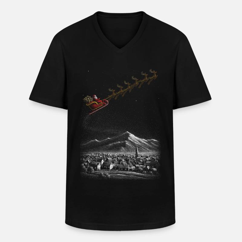 Sternen-Schlittenfahrt im Winterschnee - Männer-T-Shirt mit V-Ausschnitt - Schwarz