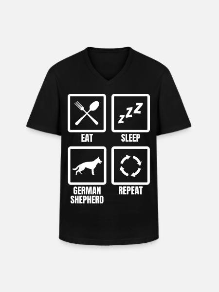 Eat Sleep German Shepherd Repeat - Men's V-Neck T-Shirt - black