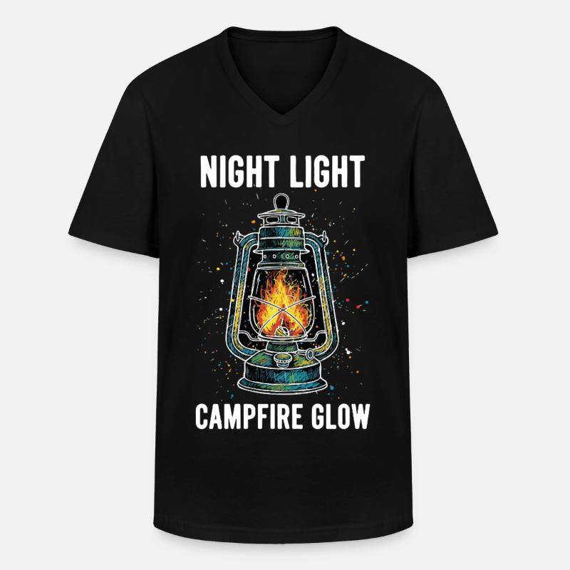 Night Light Campfire Glow Lantern - Men's V-Neck T-Shirt - black