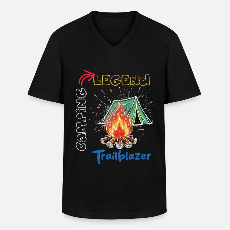 Camping Legend Trailblazer Abenteuer - Männer-T-Shirt mit V-Ausschnitt - Schwarz