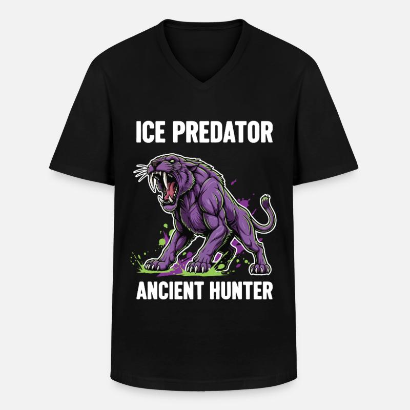 Smilodon-Räuber Uralter Jäger - Männer-T-Shirt mit V-Ausschnitt - Schwarz