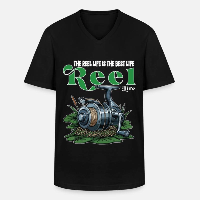 Angelrollen-Humor-Campingzitat - Männer-T-Shirt mit V-Ausschnitt - Schwarz