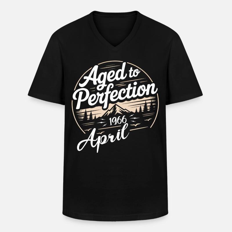 April 1966 birthday april 1966 - Men's V-Neck T-Shirt - black