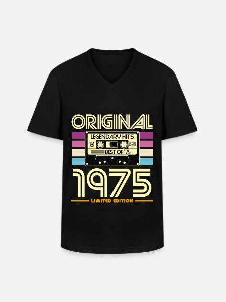 Limitierte Retro-Kassette von 1975 - Männer-T-Shirt mit V-Ausschnitt - Schwarz