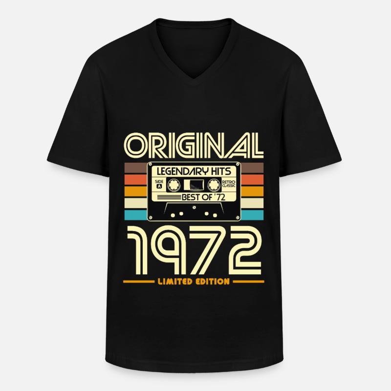 Originale limitierte Retro-Kassette von 1972 - Männer-T-Shirt mit V-Ausschnitt - Schwarz