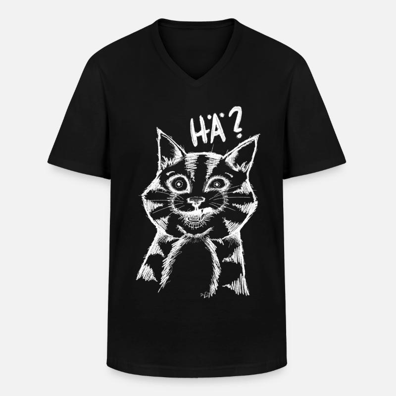 HÄ CAT - Männer-T-Shirt mit V-Ausschnitt - Schwarz