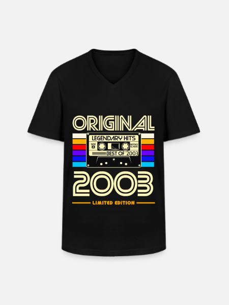 Originale limitierte Kassette von 2003 - Männer-T-Shirt mit V-Ausschnitt - Schwarz