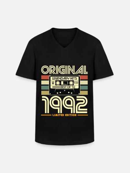 Original 1992 Cassette Limited - Men's V-Neck T-Shirt - black