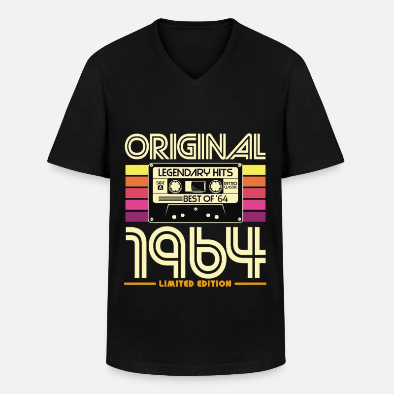 Originale Retro-Hits von 1964 - Männer-T-Shirt mit V-Ausschnitt - Schwarz