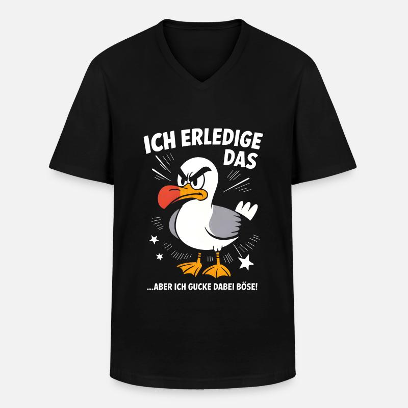 Möwe Seevogel Nen scheiss muss ich - Männer-T-Shirt mit V-Ausschnitt - Schwarz