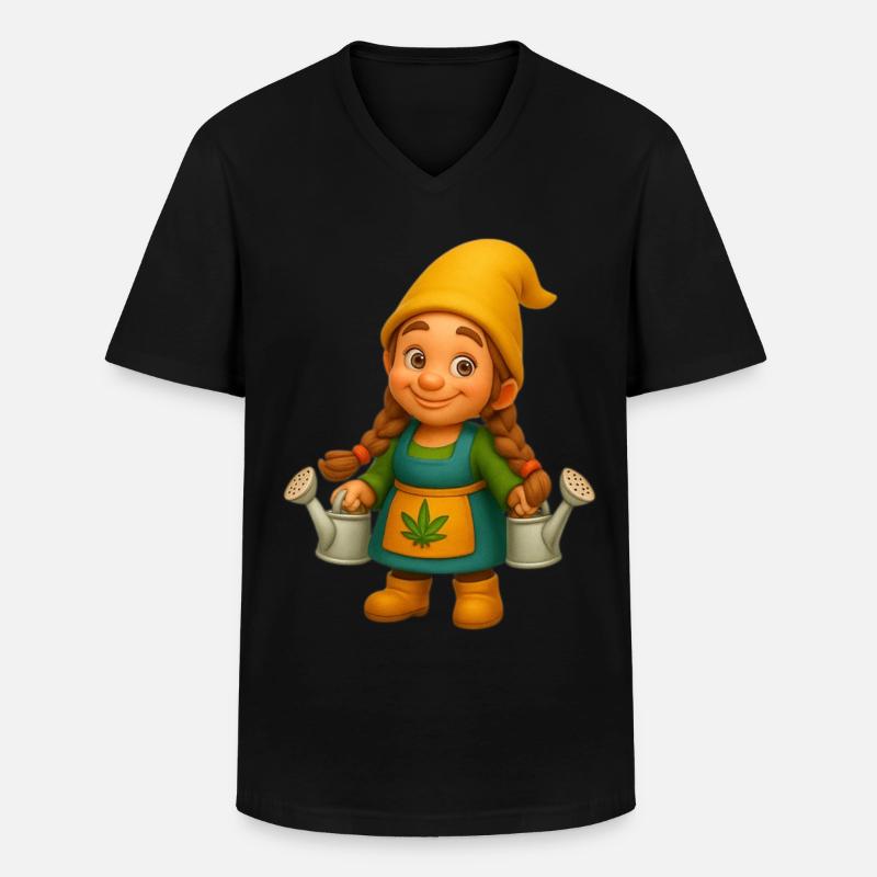 Zwergin mit Gießkannen - Männer-T-Shirt mit V-Ausschnitt - Schwarz