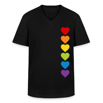 LGBTQIA+ CSD Herz Regenbogen Herzen Pride Month - Männer-T-Shirt mit V-Ausschnitt - Schwarz - Vorne - AI Model Male 178 dark (178cm)