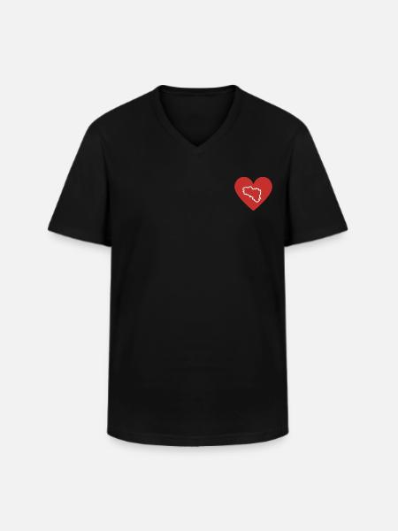 Petit coeur rouge carte blanche Bretagne - BZH - T-shirt col V Homme - noir
