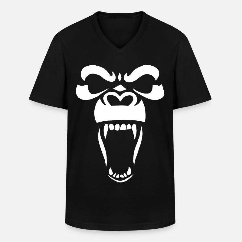 Weißer Gorilla - Männer-T-Shirt mit V-Ausschnitt - Schwarz