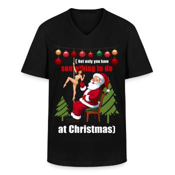 Weihnachtsmann im Stripclub - Männer-T-Shirt mit V-Ausschnitt - Schwarz - Vorne - AI Model Male 178 dark (178cm)