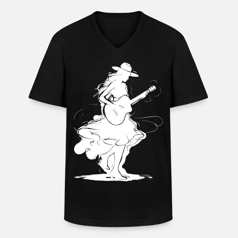 Gitarrenmädchen - Männer-T-Shirt mit V-Ausschnitt - Schwarz