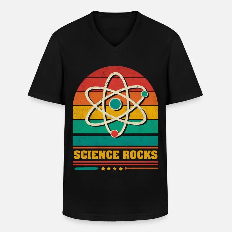 Wissenschaft im Regenbogen-Atom - Männer-T-Shirt mit V-Ausschnitt - Schwarz