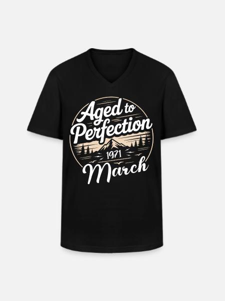 Birthday present march 1971 - Men's V-Neck T-Shirt - black
