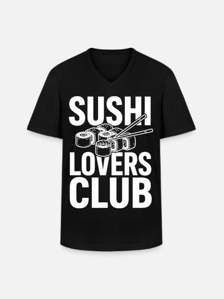 Sushi Lovers Club with chopsticks - Men's V-Neck T-Shirt - black