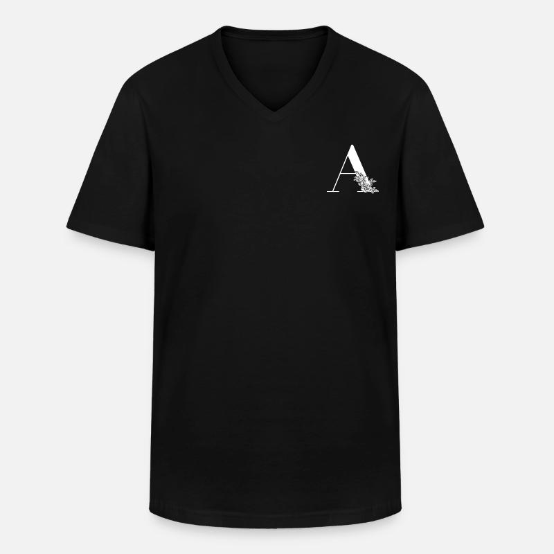 Buchstabe A Blume - Männer-T-Shirt mit V-Ausschnitt - Schwarz
