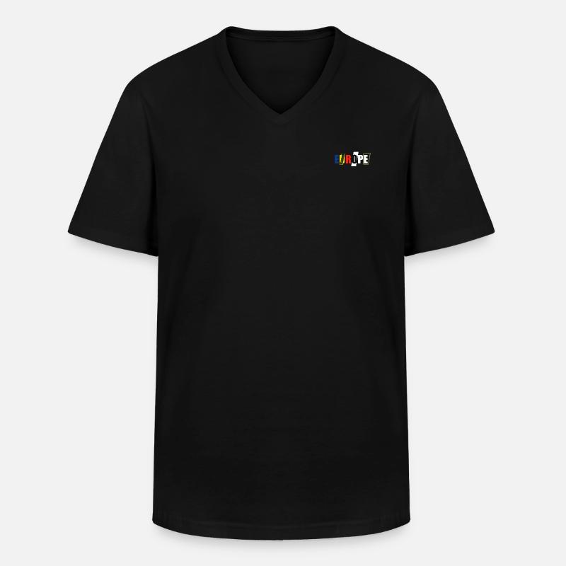 Europa - Männer-T-Shirt mit V-Ausschnitt - Schwarz